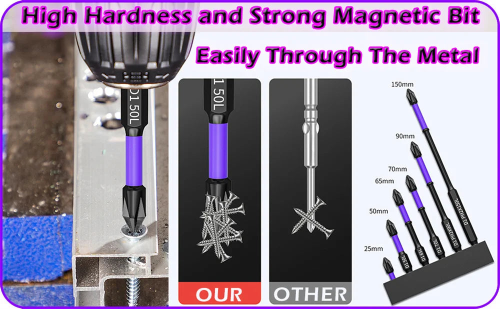 6/12 Pcs Magnetic Screwdriver Bits Non-slip Shockproof Phillips Impact Bits Hex Shank Alloy Steel Bits Suitable for Power Tools Profi-Group