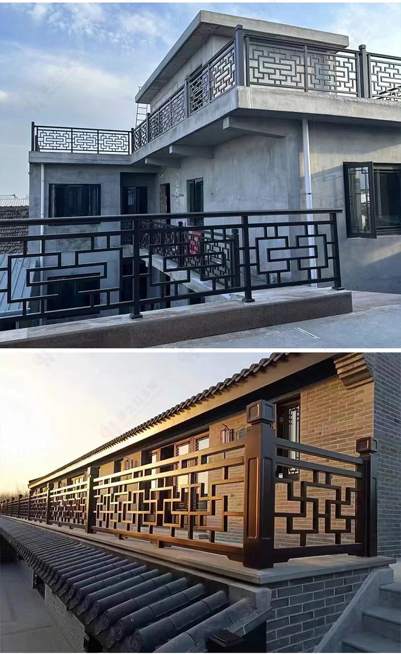 Chinese antique aluminum alloy balcony guardrail aluminum art villa terrace