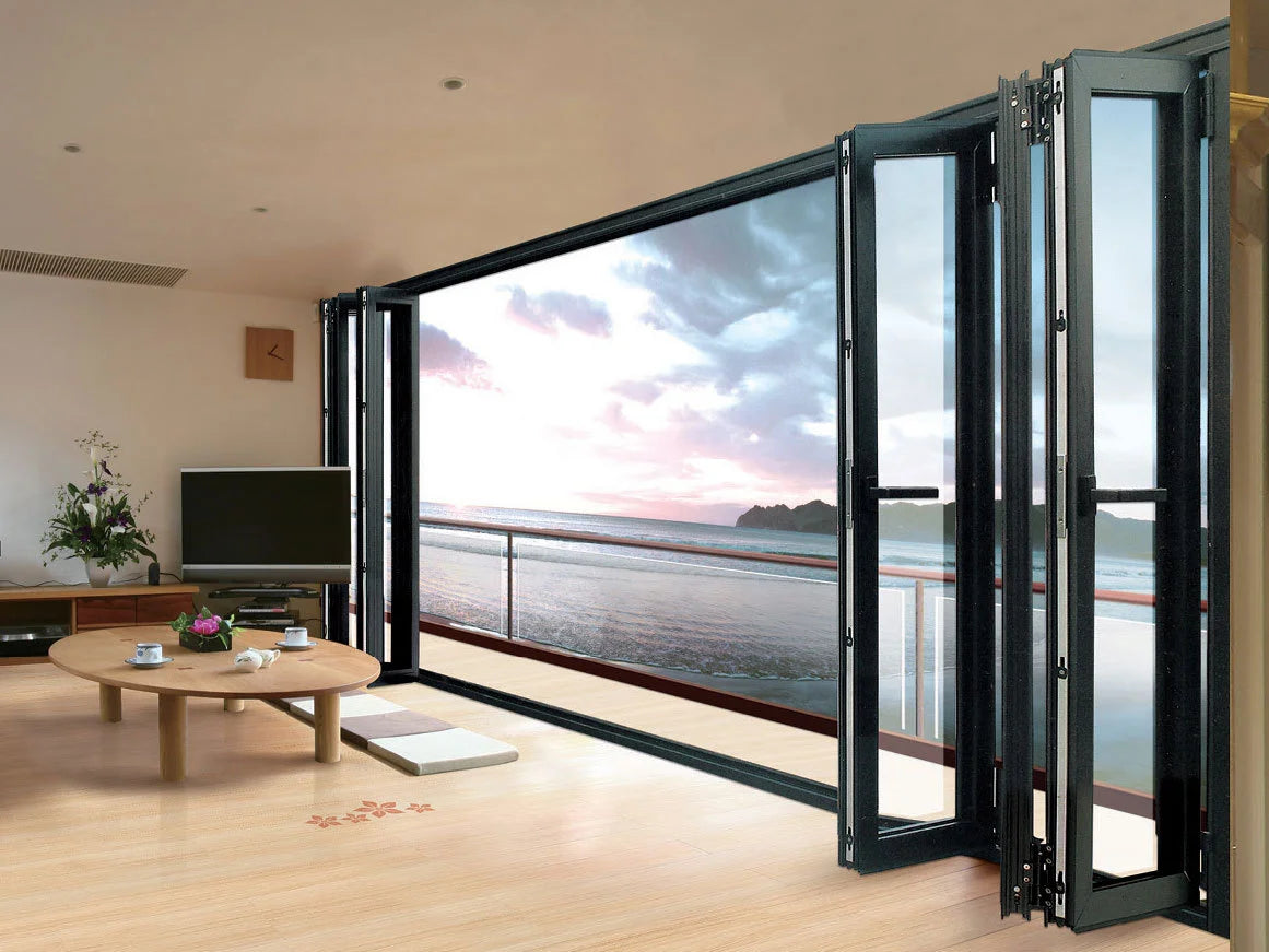 Exterior Patio Doors Modern Waterproof Glass Bifold Door for House Thermal Break Aluminum Accordion Type Folding Door