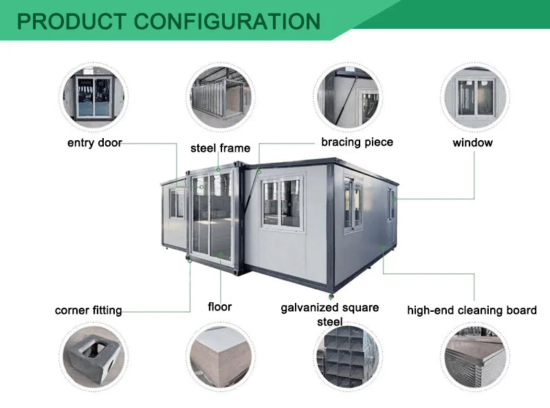 YG 2-6 Bedrooms Full Bathroom Second Floor Duplex Room Steel Folding 20ft 30ft 40ft Extendable Container House Profi-Group