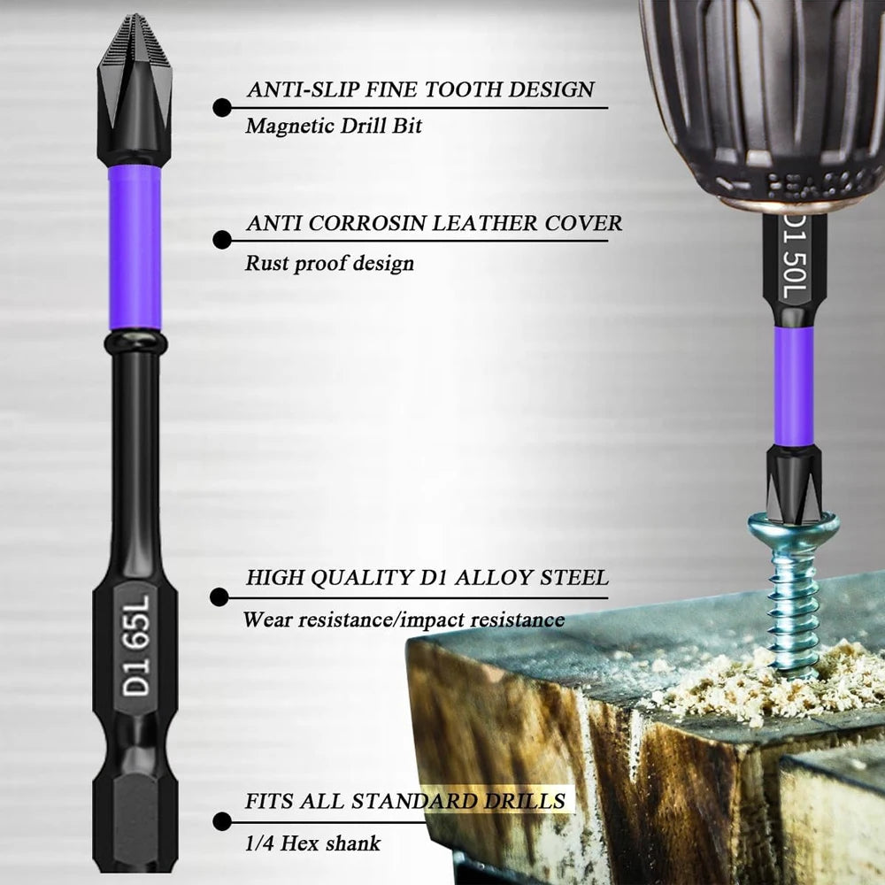 6/12 Pcs Magnetic Screwdriver Bits Non-slip Shockproof Phillips Impact Bits Hex Shank Alloy Steel Bits Suitable for Power Tools Profi-Group