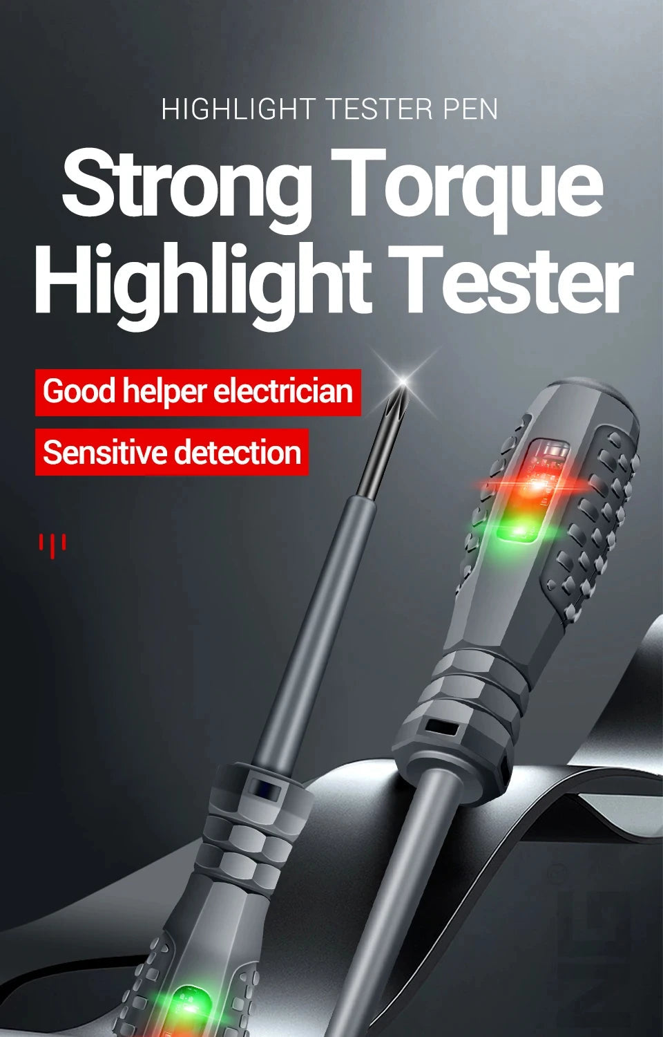 Multifunctional Electrician Test Screwdriver AC Non-contact Induction Test Pen Voltage Tester 70-600V Red Green Induction Lights Profi-Group
