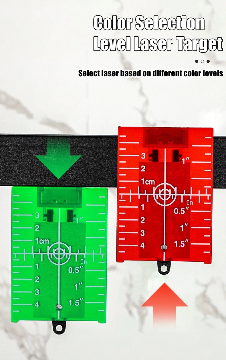 Laser Level Target Board Red/Green Line Beam Distance Plate Inch/cm Leveling Board Tool Hanging On Wall & Floor