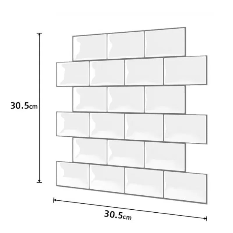 Wall Stickers White Self-Adhesive Anti-Tiles Waterproof Vinyl Peel and Stick 3D Brick Wallpaper Backsplash for Kitchen Bathroom