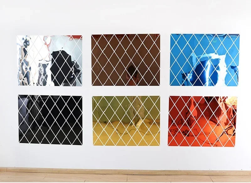 3D Diamond Shaped Acrylic Wall Mirror DIY Self-Adhesive Diamond Mirror Wall Sticker Office Living Room Art Home Decoration Profi-Group