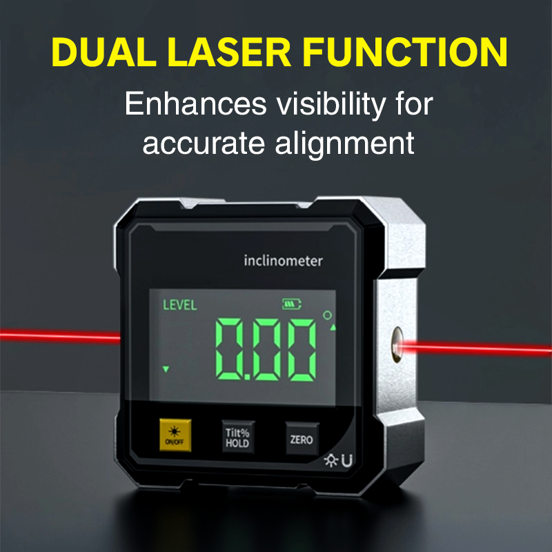 4-Side Magnetic Digital Angle Gauge With Laser Electronic Protractor Horizontometer Inclinometer Angle Ruler Slope Measuring Profi-Group