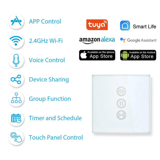 Smart WiFi Curtain Blinds Switch for Roller Shutter Electric Tubular Motor Google Home Alexa Echo Smart Home App Timer Profi-Group