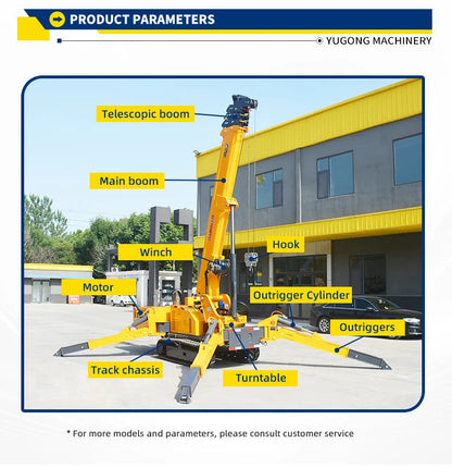 Spider Crane 1T 3T 5T Electric Mini Spider Crane Hydraulic Telescopic Boom Crawler Lifting Equipment for Building Industrial Use Profi-Group