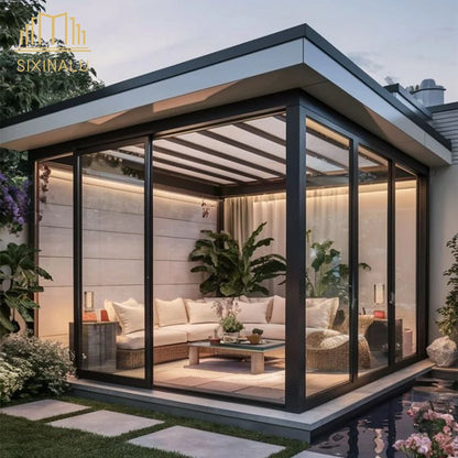 Раздвижная дверь Sixinalu Sunroom с двойным остеклением, изготовленная на заказ, из алюминиевого сплава, входные двери, стеклянная садовая комната для домашнего декора