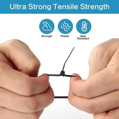 1000/100Pcs Nylon Cable Ties Self-locking Cord Ties Straps Adjustable Cables Fastening Loop Home Office Wire Zip Ties Wholesale Profi-Group
