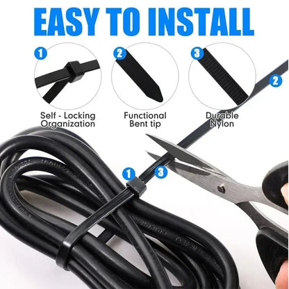 1000/100Pcs Nylon Cable Ties Self-locking Cord Ties Straps Adjustable Cables Fastening Loop Home Office Wire Zip Ties Wholesale Profi-Group