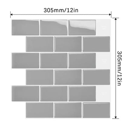 Wall Stickers White Self-Adhesive Anti-Tiles Waterproof Vinyl Peel and Stick 3D Brick Wallpaper Backsplash for Kitchen Bathroom
