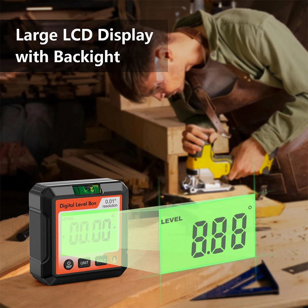 Digital Angle Gauge Magnetic Protractor Inclinometer Level Angle Finder Angle Cube Level Box With Magnes And Backlight Profi-Group