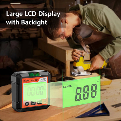 Digital Angle Gauge Magnetic Protractor Inclinometer Level Angle Finder Angle Cube Level Box With Magnes And Backlight Profi-Group