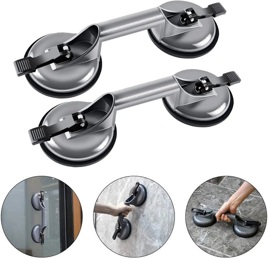 Heavy Duty Aluminum Double Handle Suction Cup Plate Glass Lifter for Glass Tiles Mirror Granite Lifting Dent Remover Gripper Profi-Group