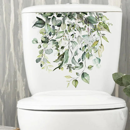Green Plant Leaves Bathroom Toilet Sticker WC - Profi-Group