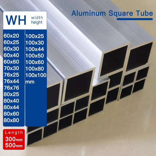 Aluminium alloy square tube width 60-100mm length 300 500mm Square profile DIY decoration Aluminum square tube Hollowtube Profi-Group