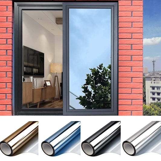Multi-size One Way Mirror Window Film Privacy Sun Blocking Glass Sticker Heat Control Reflective Film Self Adhesive Window Tint - Profi-Group