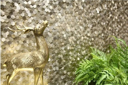Роскошная металлическая настенная мозаика из нержавеющей стали, 3D-мозаика для ванной комнаты, шестиугольная алюминиевая мозаика
