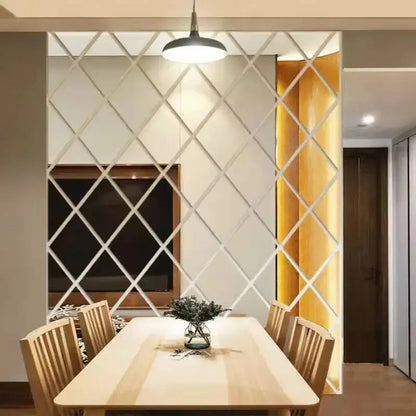 3D Diamond Shaped Acrylic Wall Mirror DIY Self-Adhesive Diamond Mirror Wall Sticker Office Living Room Art Home Decoration Profi-Group