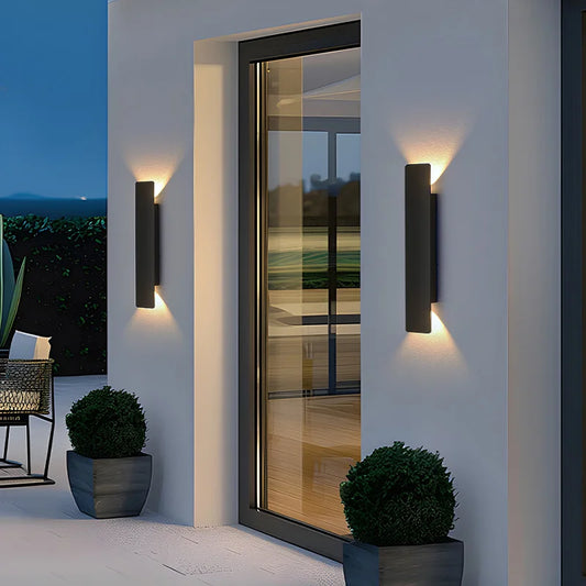 Outdoor Waterproof Wall Lamps Strip Aluminum Wall Lights 18W LED Black Wall Lamp Bedroom Exterior Outdoor Lighting Fixtures - Profi-Group