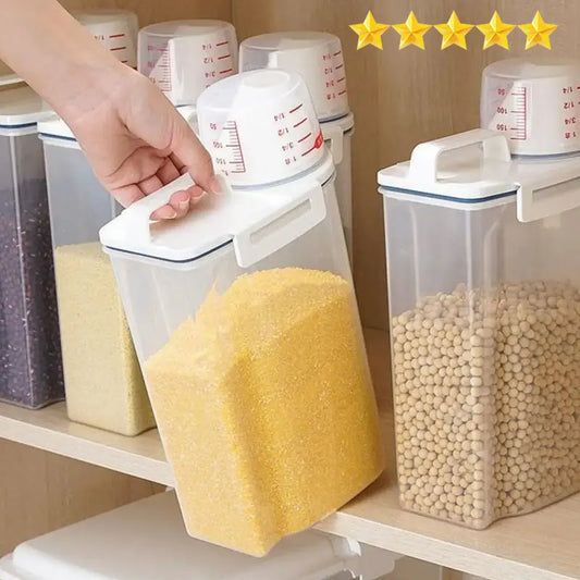 【Hot sales】1pc Rice And Grains Food Storage Canister With Measuring Cup, Kitchen Moisture-proof And Insect-proof Dust-proof - Profi-Group