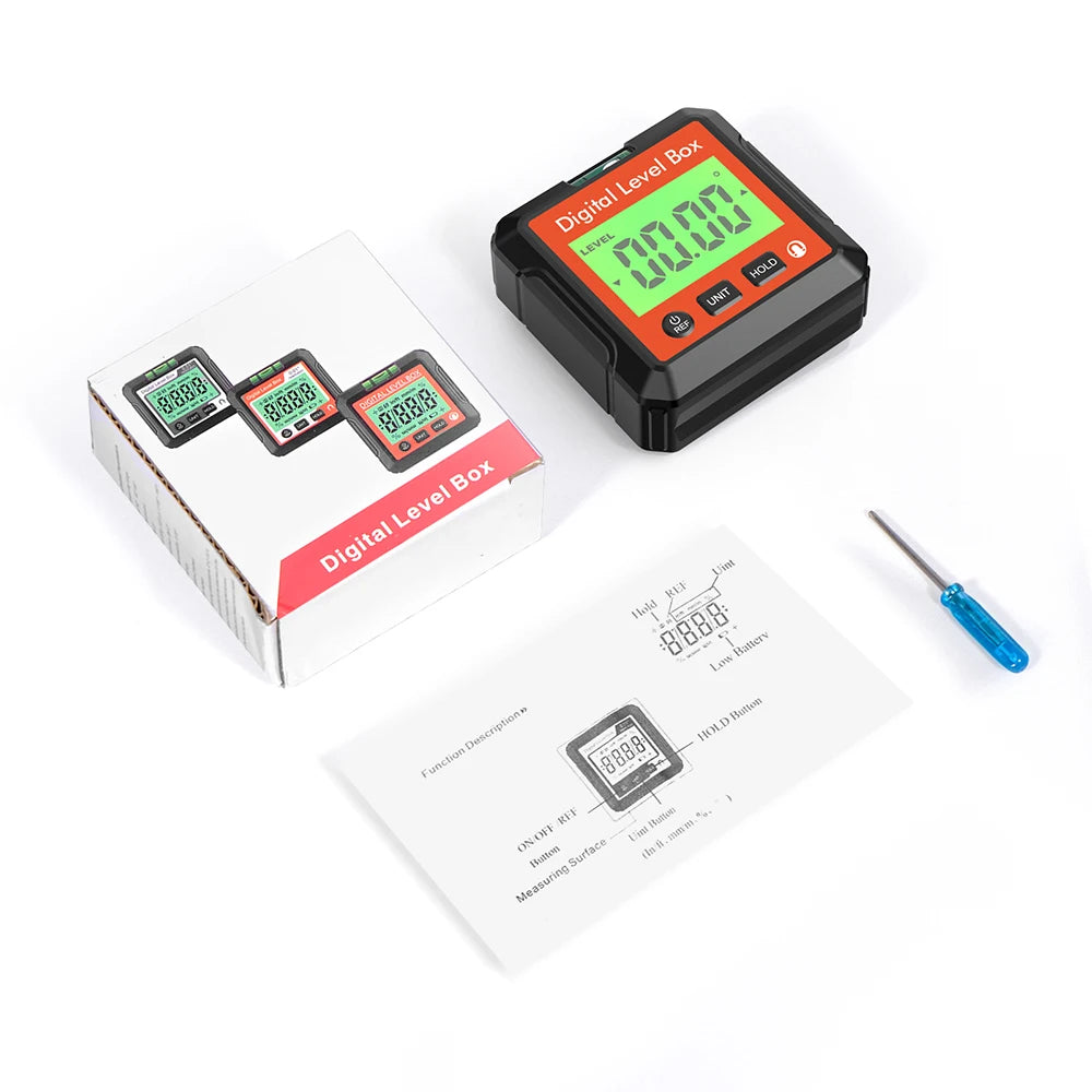 Digital Angle Gauge Magnetic Protractor Inclinometer Level Angle Finder Angle Cube Level Box With Magnes And Backlight Profi-Group