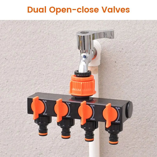 Garden Hose Pipe Splitter 4-Way Faucet Diverter Tap Hose Connector Splitter Four Independent Switches For Home Lawn Irrigation - Profi-Group