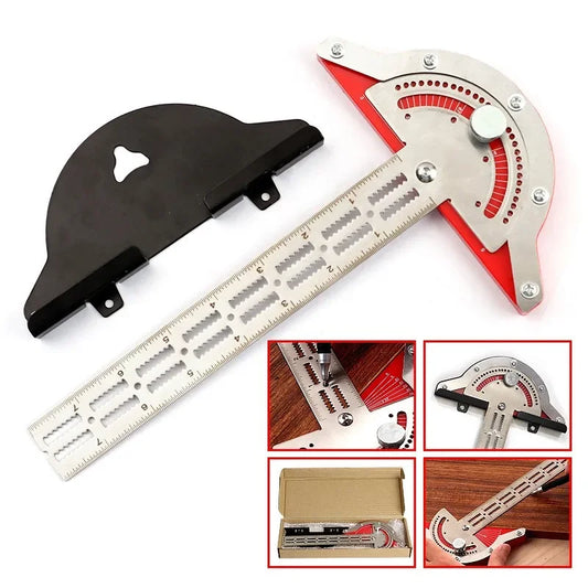 Woodworkers Edge Ruler Stainless Steel Protractor Angle  Angle Precision Carpenter Measuring Tool - Profi-Group