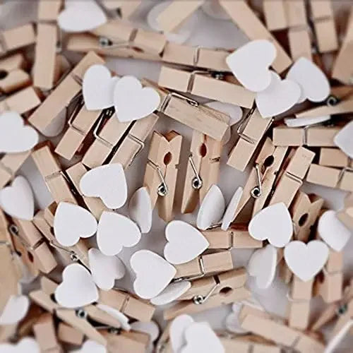 50pcs/Set Wooden Clips Love Heart Clothespin DIY Cute Wedding Decoration Craft Pegs Clothespin for pictures clip cards clip - Profi-Group
