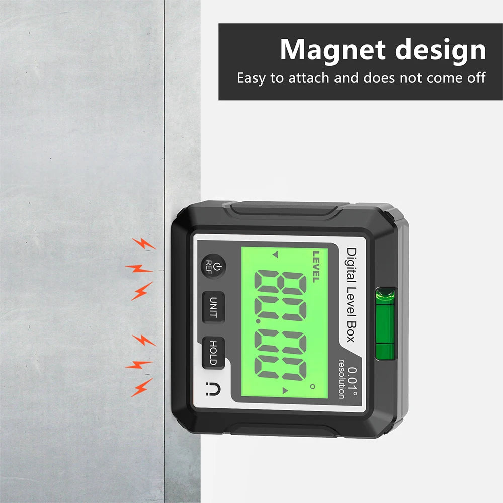 Digital Angle Gauge Magnetic Protractor Inclinometer Level Angle Finder Angle Cube Level Box With Magnes And Backlight Profi-Group