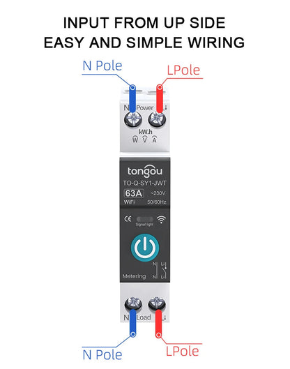 TUYA WIFI Smart Circuit Breaker Power Metering 1P 63A DIN Rail for Smart Home wireless Remote Control Smart Switch by APP TONGOU Profi-Group