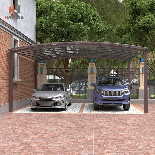 Luxurious Customized Aluminum gazebo carport 2 car exterior  3x6 outdoor metal canopy polycarbonate shed white garage Parking Profi-Group