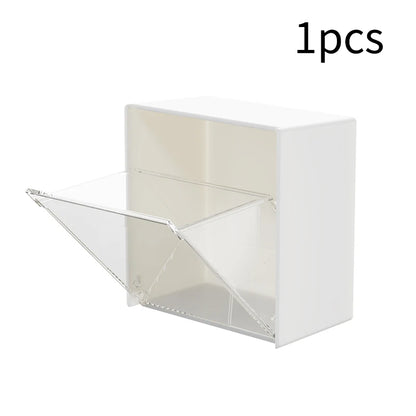 4pcs Plastic Wall Mounted Storage Boxes Dustproof Bathroom Organizer for Cotton Swabs Makeup Adhesive Small Jewelry Holder Box