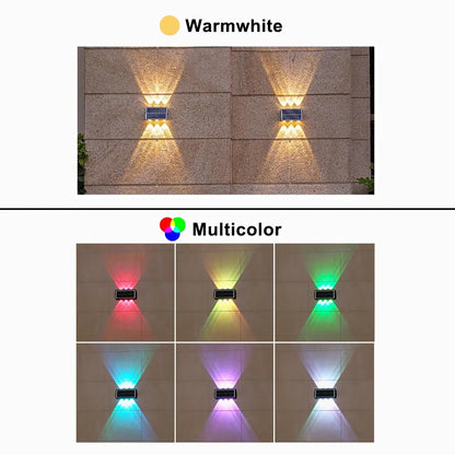 4/6/8LED Solar Wall Spotlight Outdoor Upper And Lower Lighting Solar Powered Waterproof Streetlight for Balcony Courtyard Garden