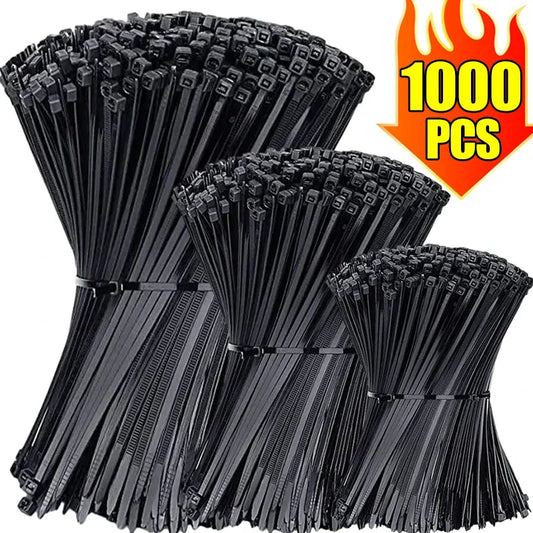1000/100Pcs Nylon Cable Ties Self-locking Cord Ties Straps Adjustable Cables Fastening Loop Home Office Wire Zip Ties Wholesale Profi-Group
