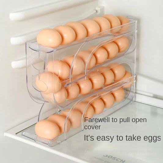 Large Capacity Automatic Egg Roller Household Four Tier Refrigerator Egg Storage Box Space Saving Kitchen Dedicated - Profi-Group