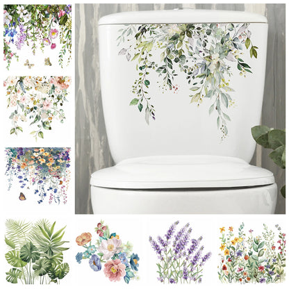 Green Plant Leaves Bathroom Toilet Sticker WC - Profi-Group