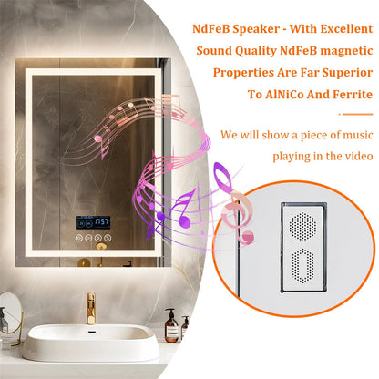 ALLICE Bluetooth  Mirror Time Temperature Display Wall Hang Vanity Mirror with Bluetooth Speaker Dimmable Anti-fog Profi-Group