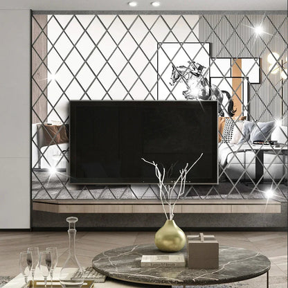 3D Diamond Shaped Acrylic Wall Mirror DIY Self-Adhesive Diamond Mirror Wall Sticker Office Living Room Art Home Decoration Profi-Group