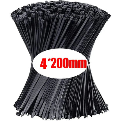 1000/100Pcs Nylon Cable Ties Self-locking Cord Ties Straps Adjustable Cables Fastening Loop Home Office Wire Zip Ties Wholesale Profi-Group