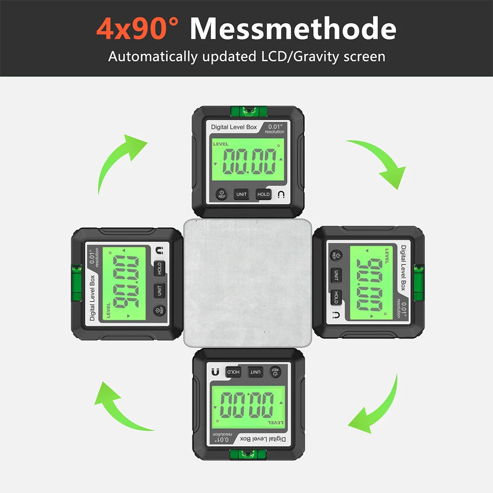 Digital Angle Gauge Magnetic Protractor Inclinometer Level Angle Finder Angle Cube Level Box With Magnes And Backlight Profi-Group