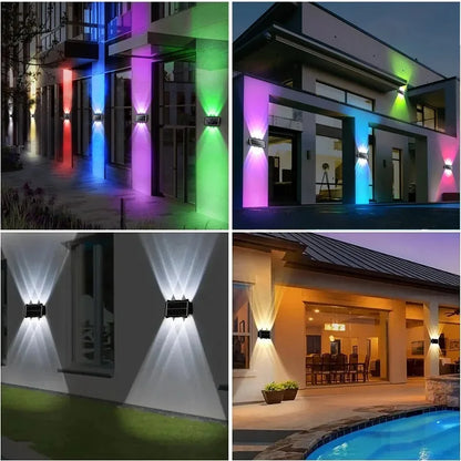 4/6/8LED Solar Wall Spotlight Outdoor Upper And Lower Lighting Solar Powered Waterproof Streetlight for Balcony Courtyard Garden