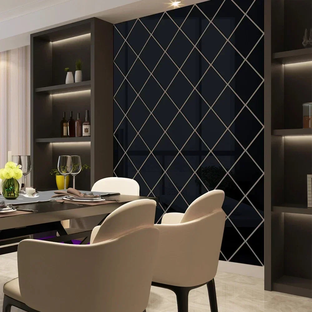 3D Diamond Shaped Acrylic Wall Mirror DIY Self-Adhesive Diamond Mirror Wall Sticker Office Living Room Art Home Decoration Profi-Group