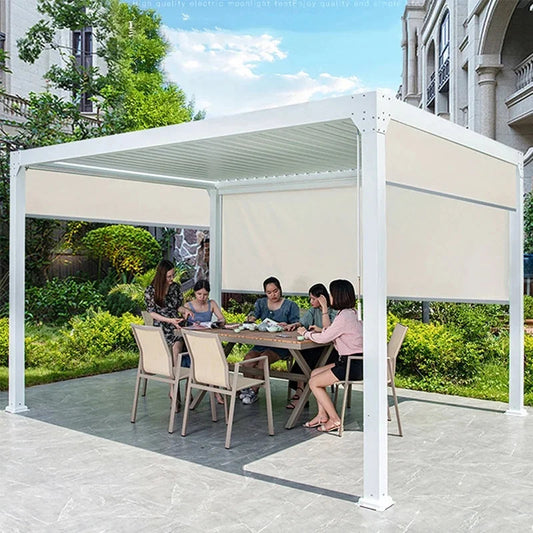 Large Waterproof Aluminum Pergola Gazebo for Outdoor BBQ & Commercial Use Heavy Duty Electric Rain Proof Arch Bridge Profi-Group