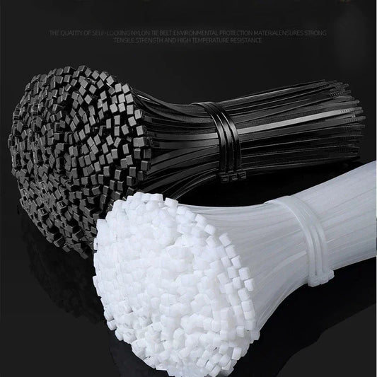 1000/100Pcs Nylon Cable Ties Self-locking Cord Ties Straps Adjustable Cables Fastening Loop Home Office Wire Zip Ties Wholesale Profi-Group