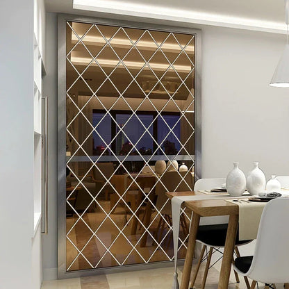 3D Diamond Shaped Acrylic Wall Mirror DIY Self-Adhesive Diamond Mirror Wall Sticker Office Living Room Art Home Decoration Profi-Group