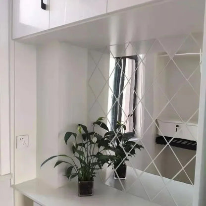3D Diamond Shaped Acrylic Wall Mirror DIY Self-Adhesive Diamond Mirror Wall Sticker Office Living Room Art Home Decoration Profi-Group