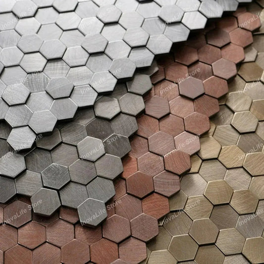 Luxury Metal Stainless Steel Wall Mosaic 3D Bathroom Mosaic Tile Aluminum Hexagon Mosaic Profi-Group