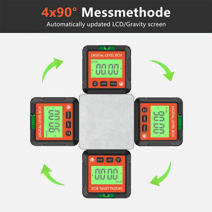 Digital Angle Gauge Magnetic Protractor Inclinometer Level Angle Finder Angle Cube Level Box With Magnes And Backlight Profi-Group
